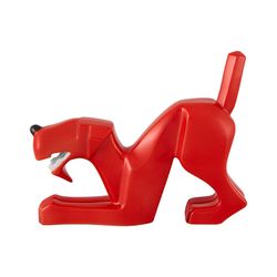 Hundeskulptur aus Porzellan in Rot, 18,2 x 4,3 x 14,8 cm | Überschwängliche Freunde