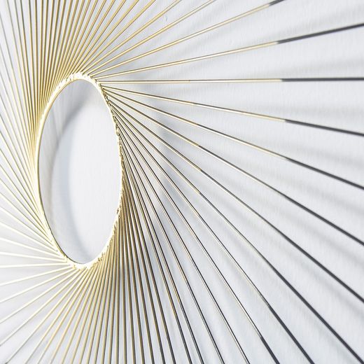 Black and gold metal sculpture, 100x2x100 cm