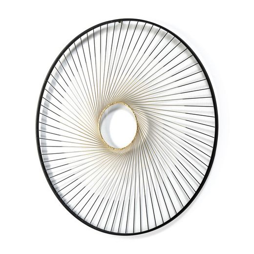 Black and gold metal sculpture, 100x2x100 cm