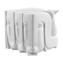 Skulptur „Krieg und Frieden“ aus weißem Keksporzellan, 16 x 16 x 16,2 cm | Gurgeln