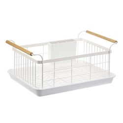 Steel dish drainer in white and natural, 47 x 33.5 x 20 cm | Tosca