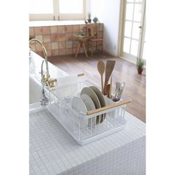 Steel dish drainer in white and natural, 47 x 33.5 x 20 cm | Tosca