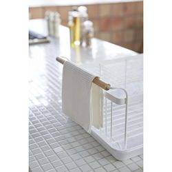 Steel dish drainer in white and natural, 47 x 33.5 x 20 cm | Tosca