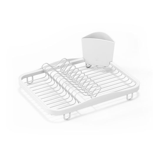 Escurreplatos de acero en blanco y plateado, 36 x 28 x 14 cm | Sinkin