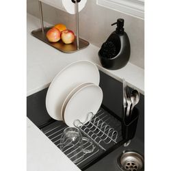 Égouttoir à vaisselle en acier noir et argent, 36 x 28 x 14 cm | couler