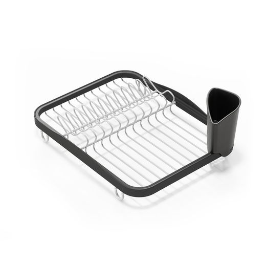 Égouttoir à vaisselle en acier noir et argent, 36 x 28 x 14 cm | couler
