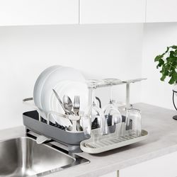 Égouttoir à vaisselle en polypropylène gris, 42 x 34 x 15 cm | Étui