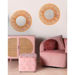 Bamboo mirror and natural mirror, 60 x 5 x 60 cm | arteaga