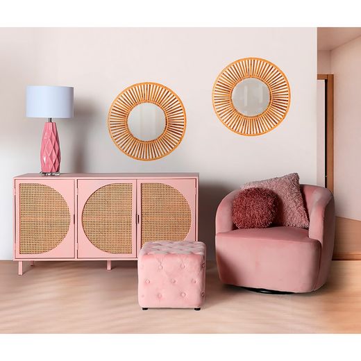 Bamboo mirror and natural mirror, 60 x 5 x 60 cm | arteaga