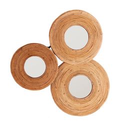 Bamboe spiegel en natuurlijke spiegel, 72 x 8 x 64 cm | cirkels