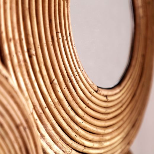 Bamboe spiegel en natuurlijke spiegel, 72 x 8 x 64 cm | cirkels