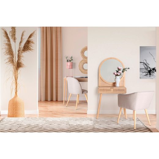 Bamboe spiegel en natuurlijke spiegel, 72 x 8 x 64 cm | cirkels