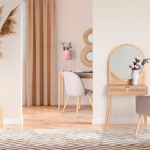 Bamboe spiegel en natuurlijke spiegel, 72 x 8 x 64 cm | cirkels