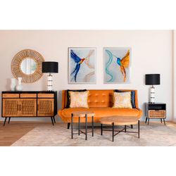 Bamboo mirror and natural mirror, 90 x 4 x 90 cm | arteaga