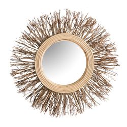 Bamboo Wall Mirror and Natural Mirror, Ø33x5 cm.