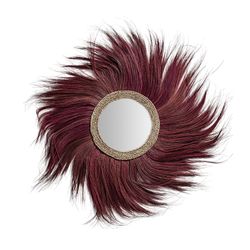 Miroir mural en fibres naturelles bordeaux, 100 x 2 x 100 cm | couler