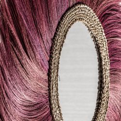 Miroir mural en fibres naturelles bordeaux, 100 x 2 x 100 cm | couler