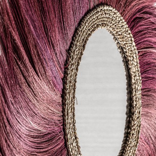 Miroir mural en fibres naturelles bordeaux, 100 x 2 x 100 cm | couler