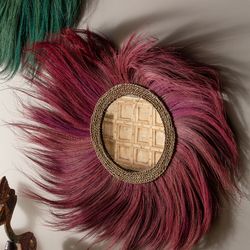 Miroir mural en fibres naturelles bordeaux, 100 x 2 x 100 cm | couler