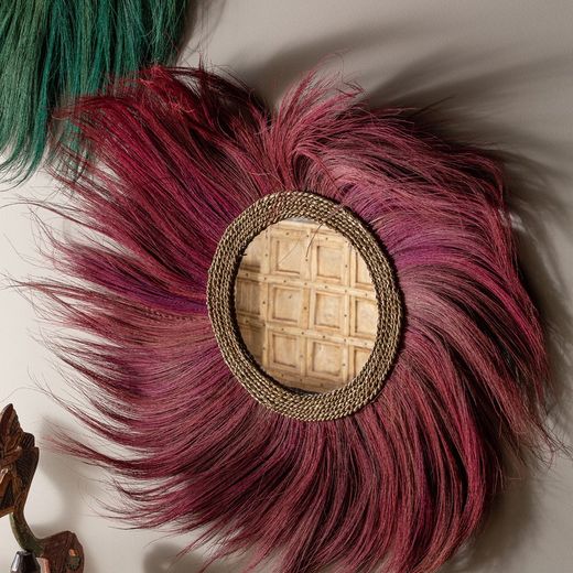 Miroir mural en fibres naturelles bordeaux, 100 x 2 x 100 cm | couler