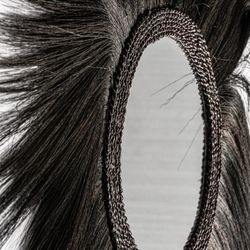 Espelho de parede em fibra natural preto, 100 x 2 x 100 cm | afundar