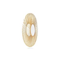 Espejo de pared redondo metal flor margarita dorado, Ø76x10 cm.