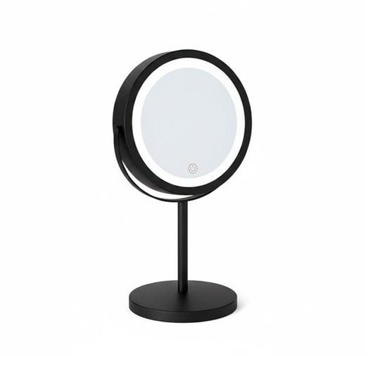 Espejo de pie de metal en negro, 18,5 x 13,5 x 32 cm | LED