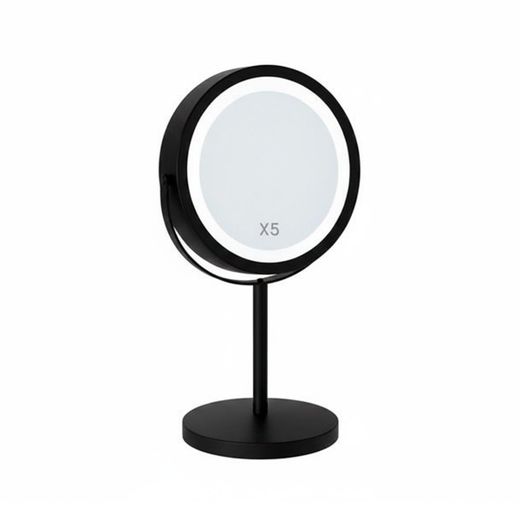 Espejo de pie de metal en negro, 18,5 x 13,5 x 32 cm | LED