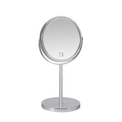 Espejo de pie de metal en plateado, 18,5 x 15 x 34,5 cm | Metal