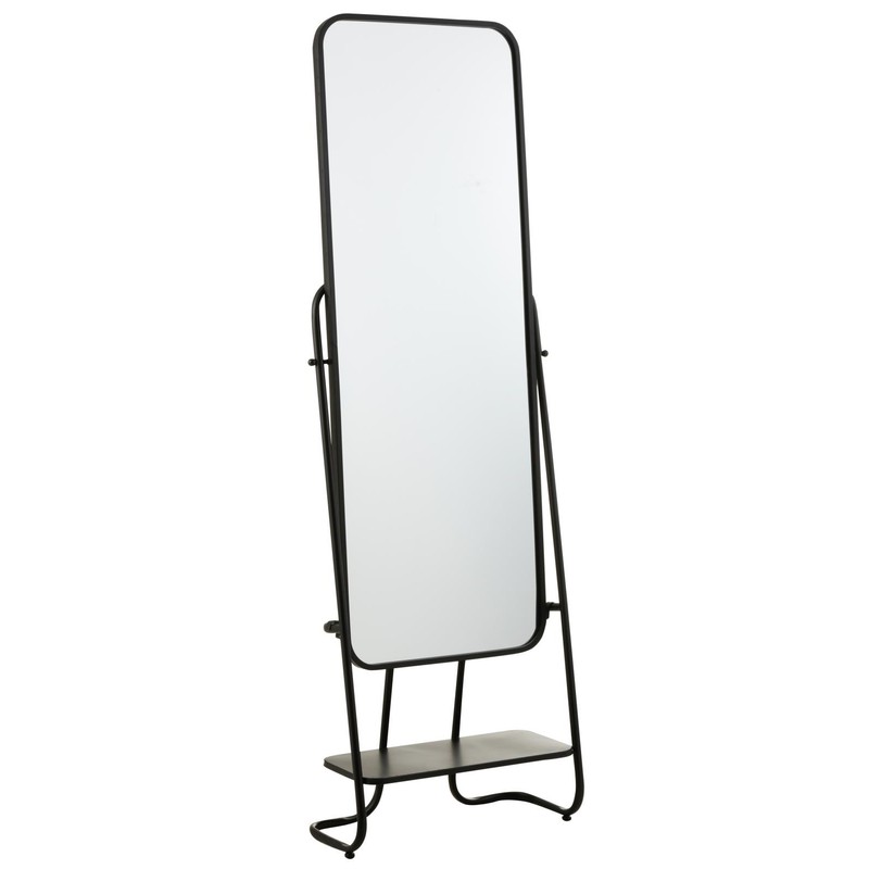 Espejo de Pie Metal Negro 60x29x173,5 cm con Estante — Qechic