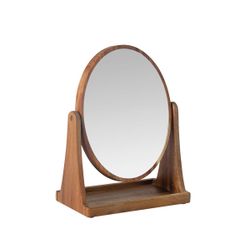 Espejo de pie oval de madera de acacia en marrón, 16 x 10 x 21,5 cm | Acacia