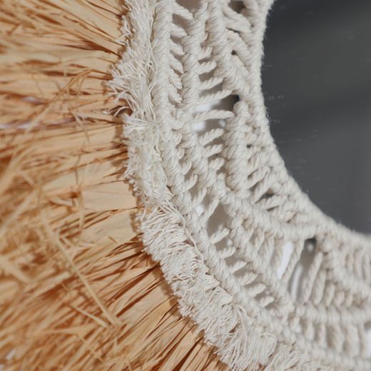 Espejo de rafia en marrón, 43 x 1 x 43 cm | Kasses
