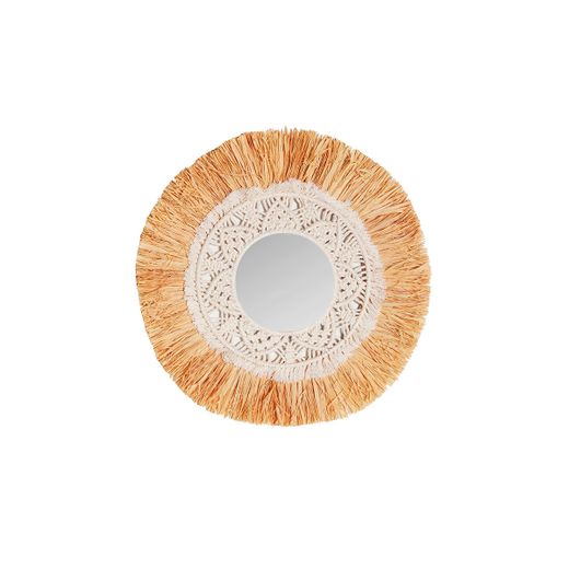 Espejo de rafia en marrón, 45 x 1 x 45 cm | Kasses