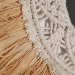 Espejo de rafia en marrón, 45 x 1 x 45 cm | Kasses