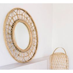 Spiegel aus natürlichem Rattan, Ø70 x 2 cm