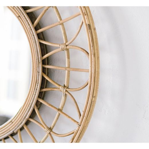 Spiegel aus natürlichem Rattan, Ø70 x 2 cm