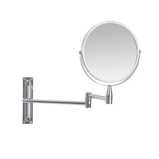 Espejo extensible de metal en plateado, 21,5 x 39 x 26,5 cm | Metal