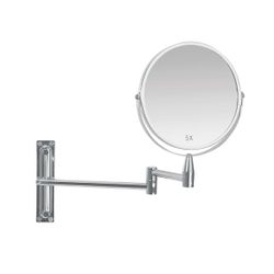 Espejo extensible de metal en plateado, 21,5 x 39 x 26,5 cm | Metal