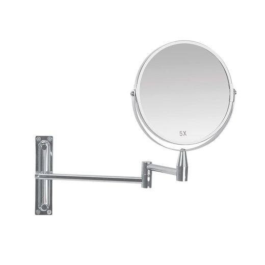 Espejo extensible de metal en plateado, 21,5 x 39 x 26,5 cm | Metal
