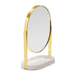 Ensemble de salle de bain en marbre blanc avec miroir, 4 pièces