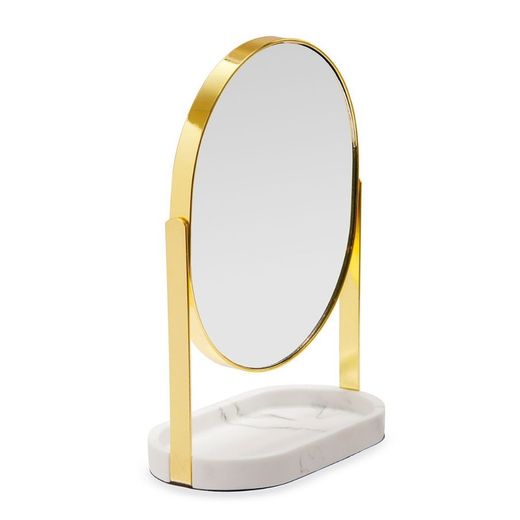 White Marble Bathroom Set with Mirror, 4 pieces