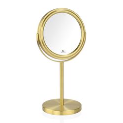 Miroir sur pied en métal X5 Grossissement doré, 25x6x40cm