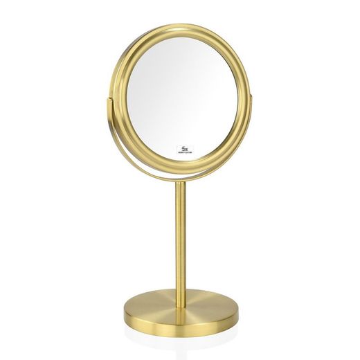 Miroir sur pied en métal X5 Grossissement doré, 25x6x40cm