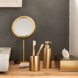 Miroir sur pied en métal X5 Grossissement doré, 25x6x40cm