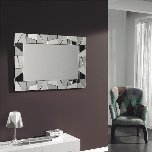 Miroir mural rectangulaire. Cadre miroir en relief 120 x 77 x 3,5 cm