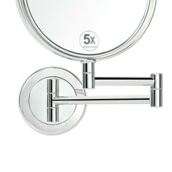 Extendable round mirror x5 Chrome Magnification, Ø17cm