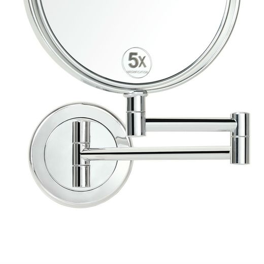 Extendable round mirror x5 Chrome Magnification, Ø17cm