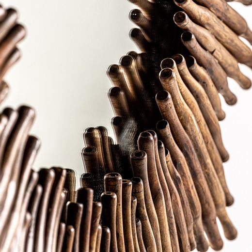 Rieden Spiegel aus recyceltem Mangoholz in Natur, 120 x 5 x 120 cm