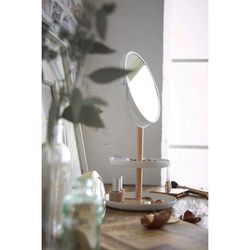 Steel vanity mirror and mirror in white and natural, 17.5 x 16 x 33 cm | Tosca