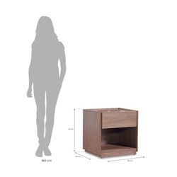 ESSEN | Mesa de cabeceira em madeira de castanho 50 x 45 x 51 cm